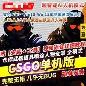 CSGO单机版第2版 AI机器人假人练习赛全武器皮肤道具 网游单机