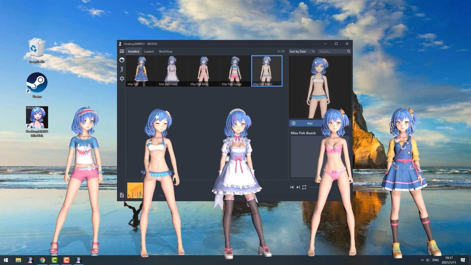 桌面萌娘3鱼鱼小姐(赠送整合集成百+款-模型+音乐舞蹈）-7